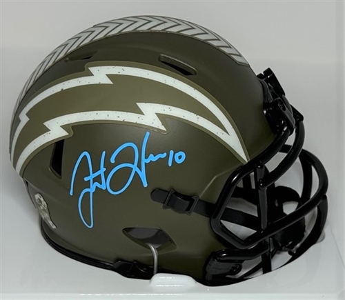 JUSTIN HERBERT SIGNED CHARGERS SALUTE SPEED MINI HELMET - BAS
