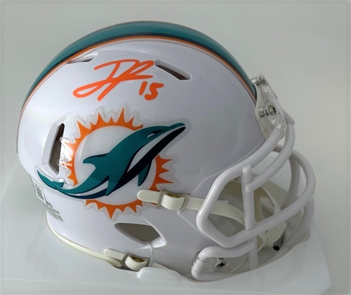 JAELAN PHILLIPS SIGNED DOLPHINS SPEED MINI HELMET - BAS