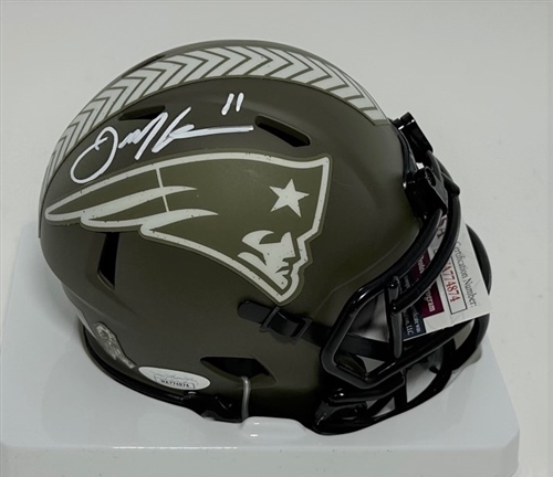 JULIAN EDELMAN SIGNED PATRIOTS SALUTE SPEED MINI HELMET - JSA