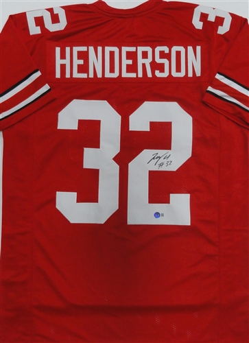 TREVEYON HENDERSON SIGNED CUSTOM REPLICA OSU BUCKEYES JERSEY - BAS