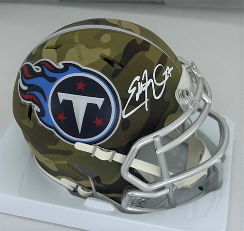 EDDIE GEORGE SIGNED TITANS CAMO SPEED MINI HELMET - BAS