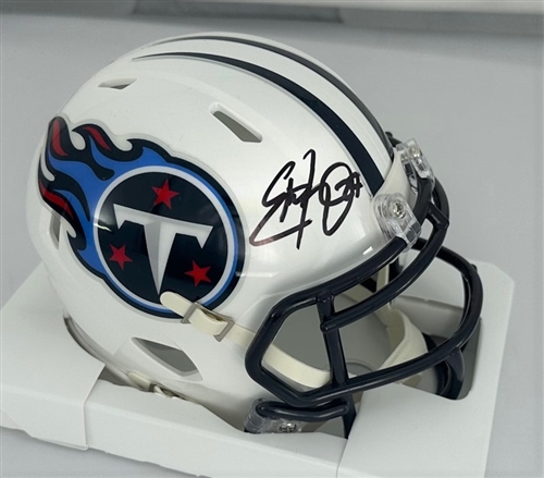 EDDIE GEORGE SIGNED TITANS SPEED MINI HELMET - BAS