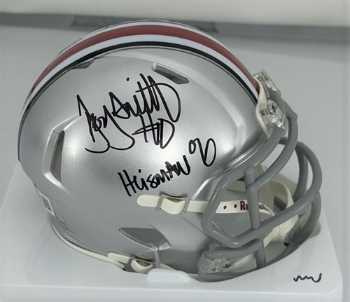 TROY SMITH SIGNED OSU BUCKEYES SPEED MINI HELMET W/ HEISMAN - BAS