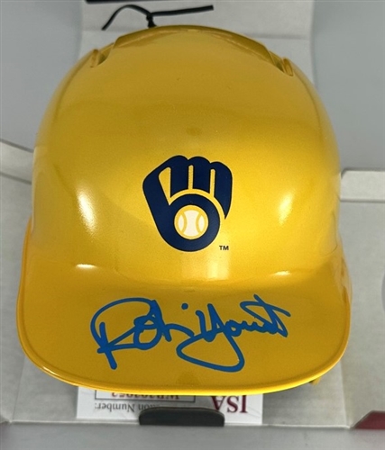 ROBIN YOUNT SIGNED BREWERS YELLOW MINI HELMET - JSA