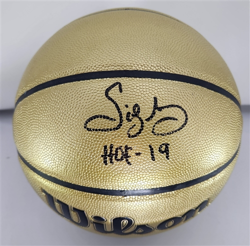 SIDNEY MONCRIEF SIGNED REPLICA WILSON GOLD BASKETBALL W/ HOF - JSA