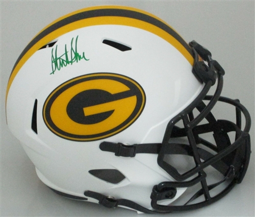STERLING SHARPE SIGNED FULL SIZE REPLICA LUNAR PACKERS SPEED HELMET - JSA