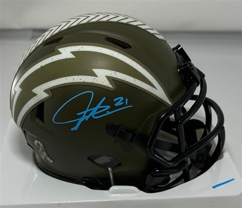 LADANIAN TOMLINSON SIGNED CHARGERS SALUTE SPEED MINI HELMET - BAS