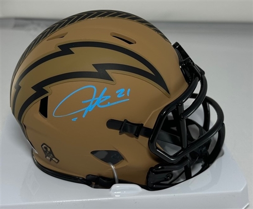 LADANIAN TOMLINSON SIGNED CHARGERS 2023 SALUTE II SPEED MINI HELMET - BAS