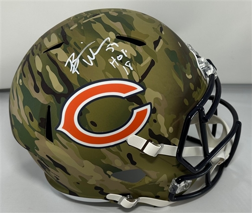 BRIAN URLACHER SIGNED FULL SIZE BEARS CAMO REPLICA SPEED HELMET W/ HOF - BAS