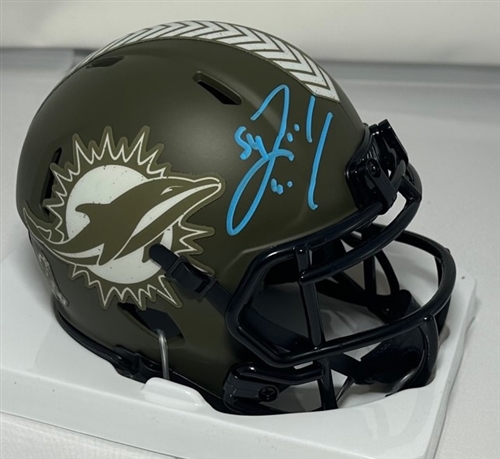 ZACH THOMAS SIGNED DOLPHINS SALUTE SPEED MINI HELMET - BAS