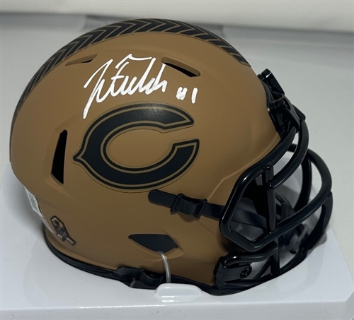 JUSTIN FIELDS SIGNED BEARS 2023 SALUTE II SPEED MINI HELMET - BAS