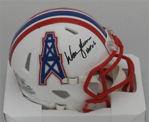 WARREN MOON SIGNED OILERS SPEED MINI HELMET W/ HOF - BAS