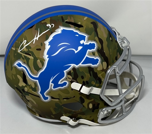 AIDAN HUTCHINSON SIGNED FULL SIZE REPLICA CAMO SPEED LIONS HELMET - BAS AIDAN HUTCHINSON SIGNED FULL SIZE REPLICA CAMO SPEED LIONS HELMET - BAS