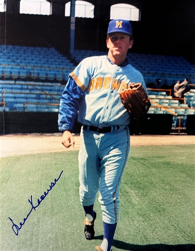 LEW KRAUSE SIGNED 8X10 BREWERS PHOTO #1
