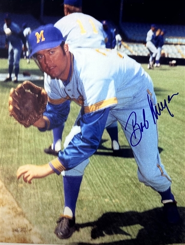 BOB MEYER SIGNED 8X10 BREWERS PHOTO #1