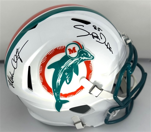 MARK DUPER & MARK CLAYTON DUAL SIGNED FULL SIZE REPLICA DOLPHINS SPEED HELMET - JSA