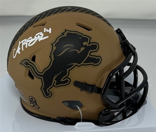 AMON-RA ST. BROWN SIGNED RIDDELL LIONS 2023 SALUTE SPEED MINI HELMET - BAS