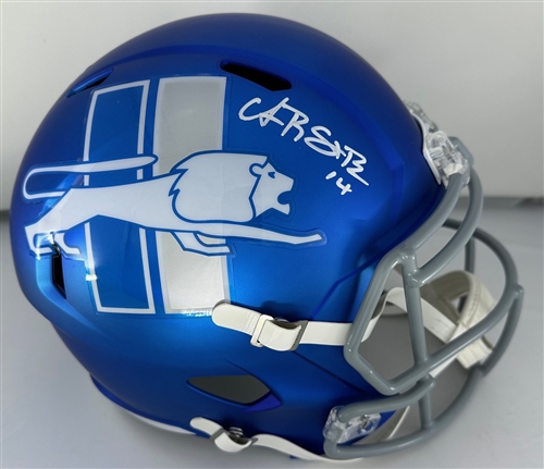 AMON-RA ST. BROWN SIGNED FULL SIZE LIONS ALTERNATE REPLICA SPEED HELMET - BAS AMON-RA ST. BROWN SIGNED FULL SIZE LIONS ALTERNATE REPLICA SPEED HELMET - BAS