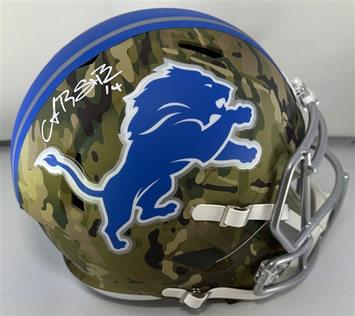 AMON-RA ST. BROWN SIGNED FULL SIZE LIONS CAMO REPLICA SPEED HELMET - BAS AMON-RA ST. BROWN SIGNED FULL SIZE LIONS CAMO REPLICA SPEED HELMET - BAS