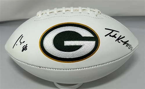 LUKE MUSGRAVE & TUCKER KRAFT DUAL SIGNED WILSON WHITE PANEL PACKERS LOGO FOOTBALL - JSA