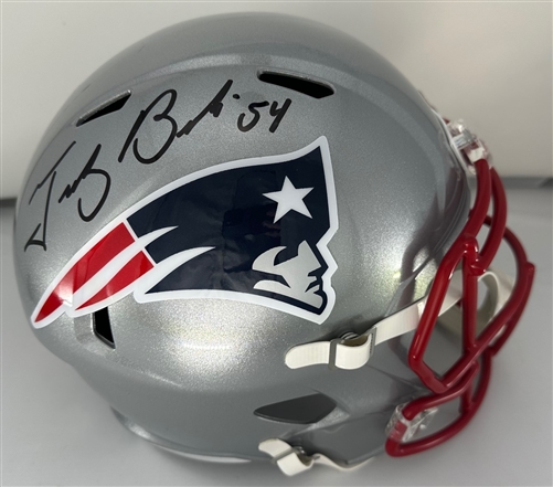 TEDDY BRUSCHI SIGNED FULL SIZE PATRIOTS REPLICA SPEED HELMET - BAS