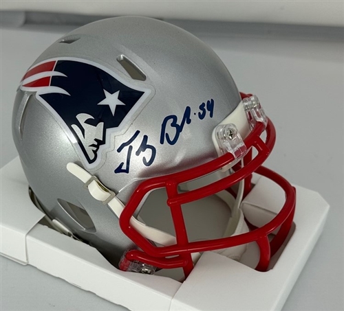 TEDDY BRUSCHI SIGNED PATRIOTS SPEED MINI HELMET - BAS