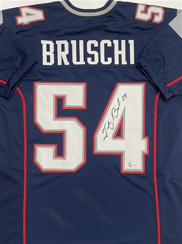 TEDDY BRUSCHI SIGNED CUSTOM REPLICA PATRIOTS JERSEY - BAS