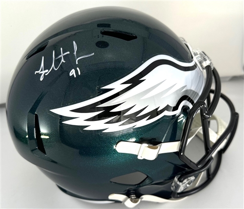 FLETCHER COX SIGNED FULL SIZE EAGLES REPLICA SPEED HELMET - BAS