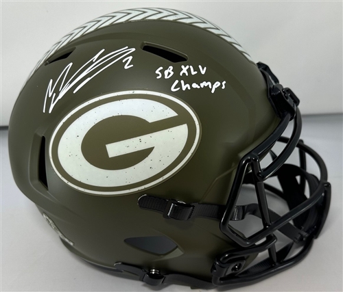 MASON CROSBY SIGNED FULL SIZE PACKERS SALUTE REPLICA SPEED HELMET W/ XLV CHAMPS - JSA MASON CROSBY SIGNED FULL SIZE PACKERS SALUTE REPLICA SPEED HELMET W/ XLV CHAMPS - JSA