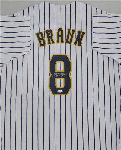 RYAN BRAUN SIGNED CUSTOM BREWERS PINSTRIPE JERSEY - JSA