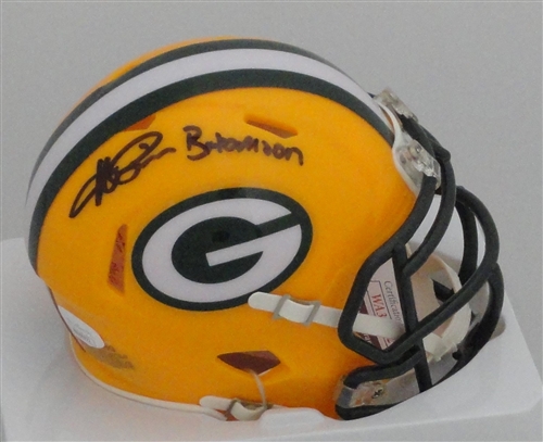 ANDRE RISON SIGNED RIDDELL PACKERS SPEED MINI HELMET W/ "BAD MOON" - JSA