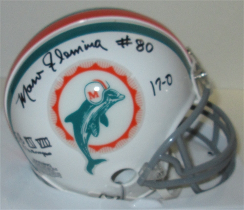 MARV FLEMING SIGNED DOLPHINS MINI HELMET W/ SB VII VIII CHAMPS