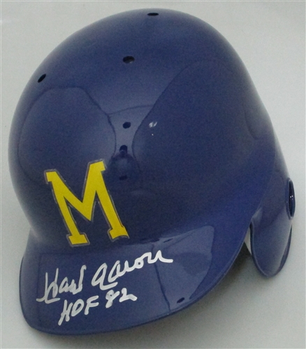 HENRY HANK AARON SIGNED FULL SIZE 1970'S BREWERS EAR FLAP HELMET W/ HOF - JSA HENRY HANK AARON SIGNED FULL SIZE 1970'S BREWERS EAR FLAP HELMET W/ HOF - JSA