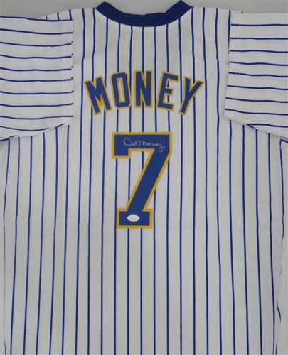 DON MONEY SIGNED CUSTOM REPLICA BREWERS PINSTRIPE JERSEY - JSA