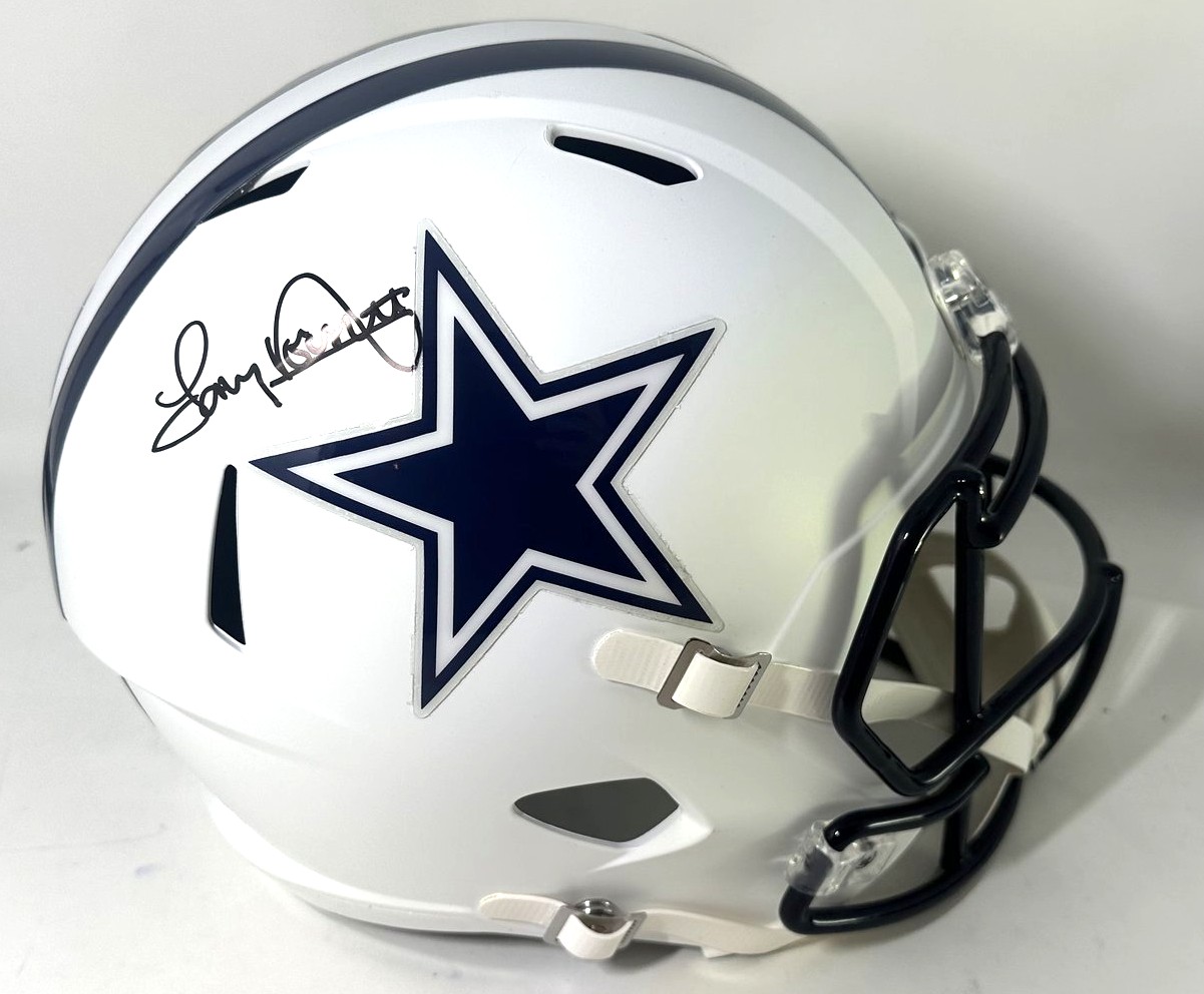 TONY DORSETT SIGNED FULL SIZE REPLICA COWBOYS WHITE SPEED HELMET - JSA